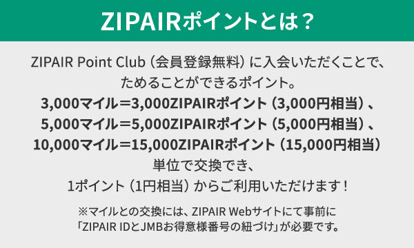 2024年　JALのマイルはZIPAIRの特典航空券「ZIPAIR Point Club」で利用するのがお得かも
